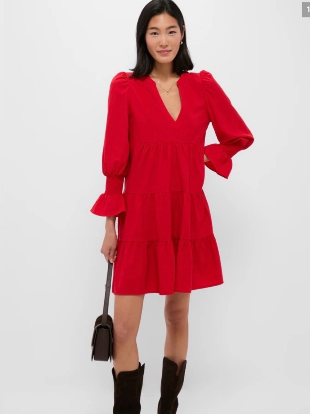 Tuckernuck Brand Pomander Place Red Long Sleeve Tiered Dress XXL